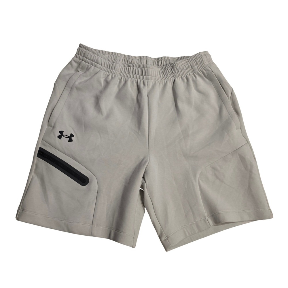 Under Armour Mens Unstoppable Fleece Shorts Cream Tech Zip Pocket 1379809 Medium